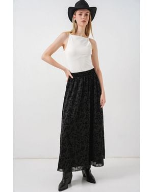 Bigdart Blumenkleid Hohe Taille Maxi-Rock - Weiß