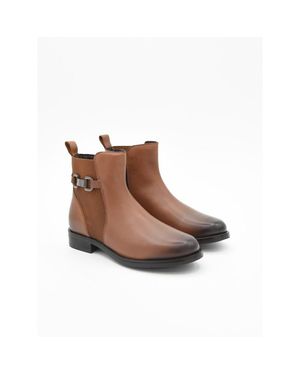 Purapiel Flache Stiefelette Bro6 - Braun