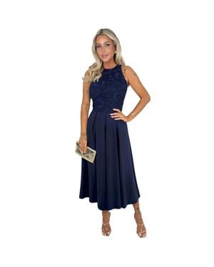 AX Paris Midikleid Für Damen, Spitzenüberzug (Marine) - Blau