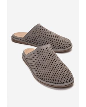 Forever & Always Shoes Melara Leder Slipper Mule - Grau