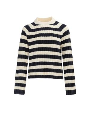 Miso Pullover Für Damen, Offener Saum (Marine) - Schwarz