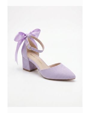 Forever & Always Shoes Arielle Schleife Knöchelriemen Blockabsatz Pumps - Pink
