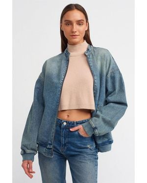 Dilvin Übergroße Lange Jeans-Pufferjacke - Blau