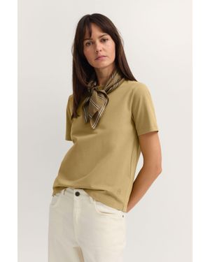 Bugatti Damen T-Shirt Mit Rundhals-Ausschnitt - Natur