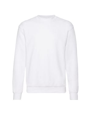 Fruit Of The Loom "Classic" Sweatshirt Für Herren/Damen Angesetzte Ärmel - Weiß