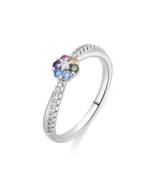Luxenter Ring Aus Metalllegierung Und Mehrfarbiger Zirkonia-Rhodium-Finish – Zetrana - Mettallic