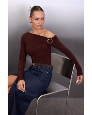 Trendyol Mi̇Lla Damen Einfarbig Lang Tailliert Blusen - Braun