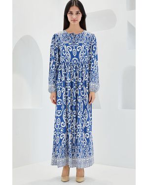 Bigdart Muster Maxi-Kleid Mit Bindeband - Blau