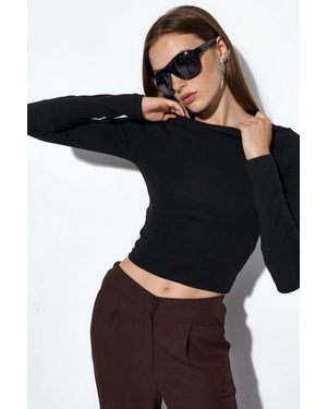 Busem Langarm-Bluse Mit Rundhalsausschnitt - Schwarz