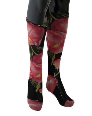 Dolce & Gabbana Floral Tulip Nylon Socks - Rot