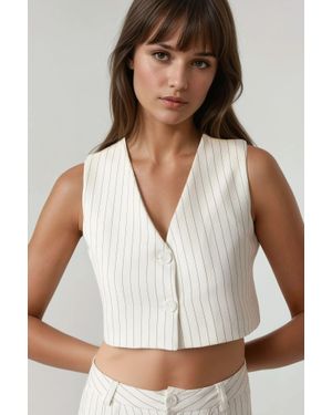 Hiccup Pika Kollektion Enges Gestreiftes Crop Top - Weiß