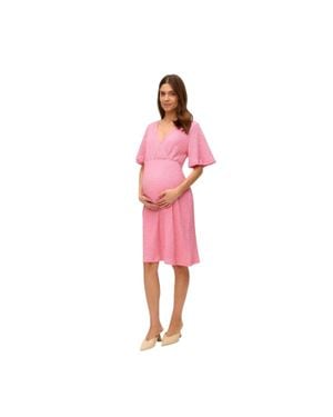 Mama.licious "Tess" Wickelkleid Für Damen, V-Ausschnitt, Seersucker, Umstandskleidung (Beutel Rosa) - Pink