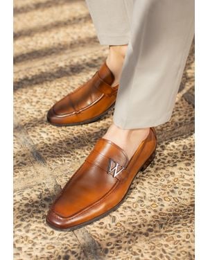 Wittchen Herren-Mokassins Aus Echtem Leder Mit Metalllogo - Natur