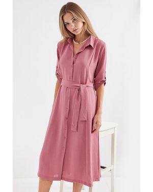 Bigdart Texturiertes Midikleid Mit Schleife - Pink