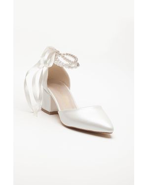 Forever & Always Shoes Miranda Niedrige Blockabsätze Mit Perlen - Weiß