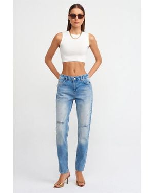 Dilvin Niedrig Geschnittene Gerade Jeans - Blau