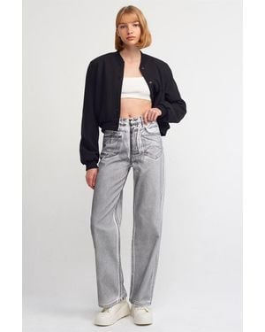 Dilvin Hochtaillierte Gerade Jeans - Blau