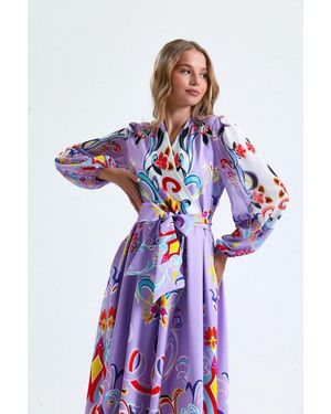 Msn-Collection Maxikleid Mit Floralem Druck Im A-Linien-Schnitt - Weiß