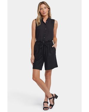 NYDJ Luftige Bermuda-Shorts Aus Stretch-Leinen - Schwarz