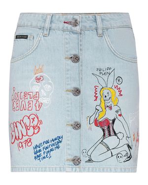 Philipp Plein Denim Skirt - Blau