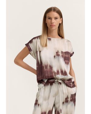 Bugatti Damen Bluse Kurzarm Mit Grafischem Print Aus Viskose - Natur
