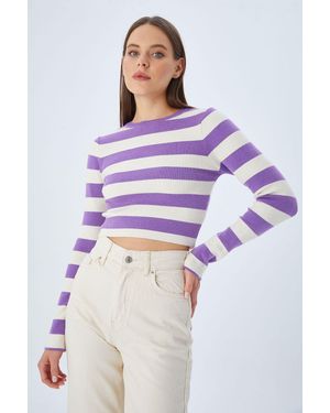 MixRay Gestreifter Strickpullover - Lila
