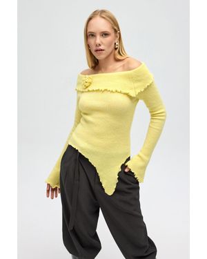 MAİ COLLECTİON Schmal Geschnittenes Strickoberteil Mit Schulterfreien Trägern - Mettallic