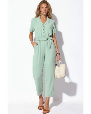 Bigdart Einfarbiger Woven Overall Mit Kragen Und Schleifendetail - Grün