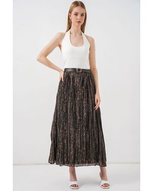 Bigdart Hoch Taillierter Paisley Midi A-Linien Rock - Schwarz