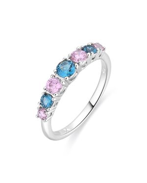 Luxenter Ring Aus Metalllegierung Und Mehrfarbigem Zirkonia Mit Rhodium - Blau