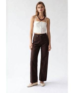 MixRay Damen Gerade Geschnittene Hose - Braun
