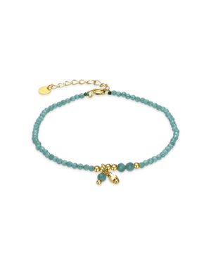Luxenter Armband Aus 925Er Sterlingsilber Und Grünem Kristall - Blau