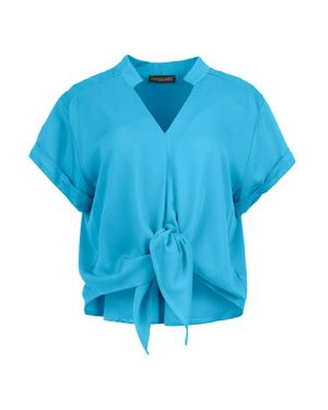 Conquista Bluse Aus Viskose Mit Bindung Vorne - Blau