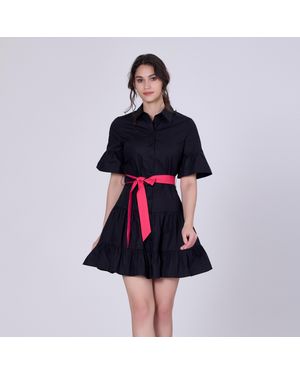 S&J Weekends Skaterkleid Aus Baumwolle Mit Rüschen - Schwarz