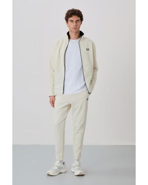 TOMMY LIFE Herren Sweatshirt- Und Hosen-Set Mit Reißverschlusskragen - Grau