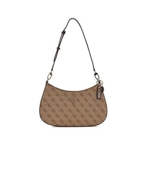 Guess Schultertasche Latte Logo/Braun - Weiß