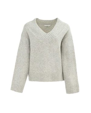 Miso Pullover Für Damen, V-Ausschnitt, Jerseyware - Grau