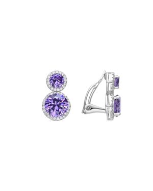 Luxenter 925 Sterlingsilber- Und Amethyst-Zirkonia-Ohrringe - Lila
