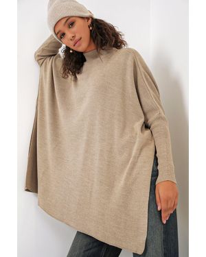 Bigdart Schlitz-Details Halber Rollkragen Lässiger Pullover - Natur