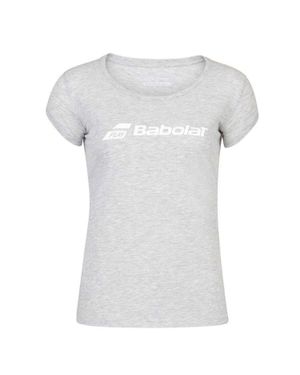 Babolat T-Shirt Für Damen, Runder Auschnitt, Regulär (Grau Meliert) - Weiß