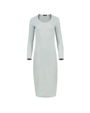 Conquista Langärmliges Midikleid Mit Rundhalsausschnitt Aus Gerippter Baumwoll-Elastan-Mischung - Grau