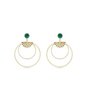 Luxenter Malachit-Ohrring Aus 18 Karat Gelbgold - Mettallic
