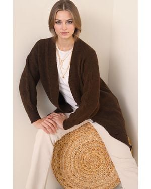Bigdart Knopfverschluss V-Ausschnitt Jacquard-Strickjacke - Braun