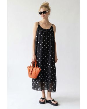 MixRay Polka-Dot A-Linien Maxikleid - Schwarz