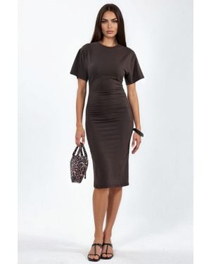 Busem Mini-T-Shirt-Kleid Mit Drapierung Und Rundhalsausschnitt - Braun