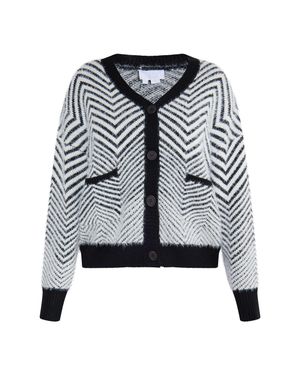 Usha Strickjacke Damen Schwarz Weiss - Grau