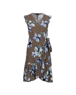 Conquista Floral Wickelkleid Mit Rüschensaum - Grau