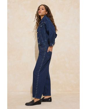 Trendyol Mi̇Lla Damen Einfarbig Barrel Normale Taille Jeans - Blau