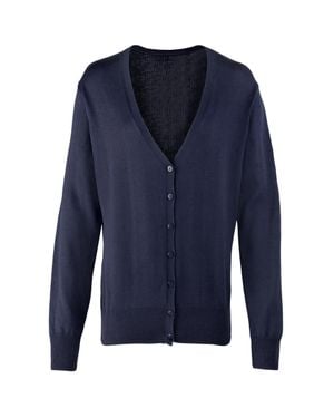 PREMIER Damen Strickweste Mit Knopfleiste (Marineblau)