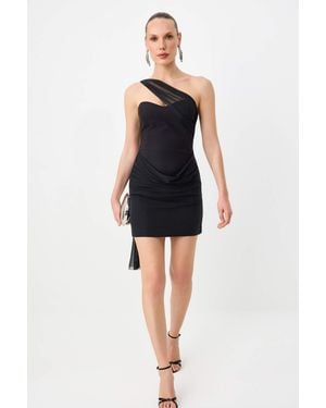 Trendyol Mi̇Lla Damen Einfarbig Kurz Mini Ärmellos Bodycon Kleider - Schwarz